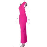 Open Back Pleated Tight Irregular Floor Sweeping Dress