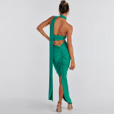 Open Back Strap Irregular Bra Top Slim Fit Half Skirt Two Sets
