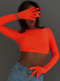 Crop Top Tees with Fingerless Gloves