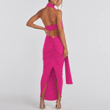 Open Back Strap Irregular Bra Top Slim Fit Half Skirt Two Sets
