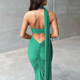 Open Back Strap Irregular Bra Top Slim Fit Half Skirt Two Sets