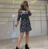 Fashion Print Stitching Thread Zipper Shaper Club Dresses