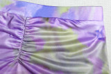 Fashionable Print Backless Tie-Up Top and Bodycon Skirt Set