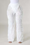 Women's Mesh Wave Pattern Ruffle Loose High Waist Wide Leg Trousers