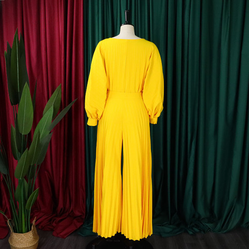 Casual Shirt Top and Wide-Leg Pants Two-Piece Set
