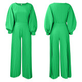 Casual Shirt Top and Wide-Leg Pants Two-Piece Set