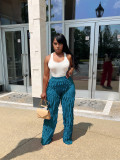 Solid Round Neck Tight Fitting Sexy Women's Sport Two Piece Pants Set