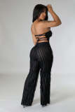 Solid Round Neck Tight Fitting Sexy Women's Sport Two Piece Pants Set