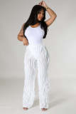Women's Mesh Wave Pattern Ruffle Loose High Waist Wide Leg Trousers