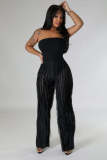 Solid Round Neck Tight Fitting Sexy Women's Sport Two Piece Pants Set