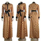 Casual Digital Printed Loose Long Sleeve Swing Dress