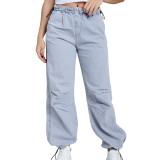 Casual Loose Denim Trousers Elastic Jeans