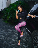 Fashion Casual Printed Letter Short Sleeve Sweatsuits Trousers Set