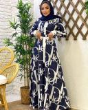 Casual Digital Printed Loose Long Sleeve Swing Dress