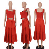 Women's Fashion Sexy Solid Straps Two-Piece Skirt Set Women's Clothing