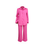 Effortless Style with Casual Elastic Wash-and-Wrinkle Two-Piece Set