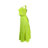 Women's Fashion Sexy Solid Straps Two-Piece Skirt Set Women's Clothing