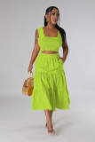 Women's Fashion Sexy Solid Straps Two-Piece Skirt Set Women's Clothing