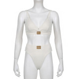 Adjustable Clasp Top with High-Waisted Triangle Panties and Bra Set
