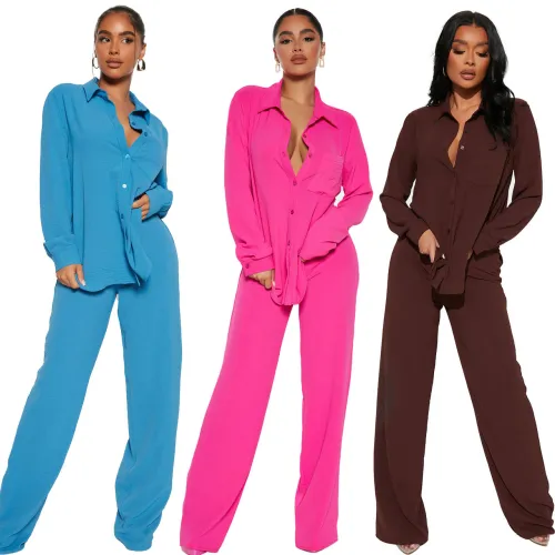 Effortless Style with Casual Elastic Wash-and-Wrinkle Two-Piece Set