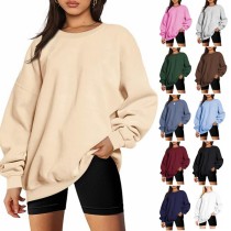 Womens Oversized Sweatshirts Fleece Crew Neck Pullover Sweaters Casual Comfy Fall Fashion Outfits Clothes 2023