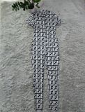 Trendy Print Short Sleeve Zipper Ladies Bodysuit Elastic Long Jumpsuits