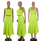 Women's Fashion Sexy Solid Straps Two-Piece Skirt Set Women's Clothing