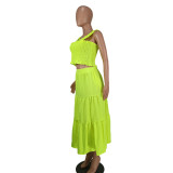 Women's Fashion Sexy Solid Straps Two-Piece Skirt Set Women's Clothing