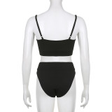 Letter Printed Set of underwear With a U-shaped Neckline