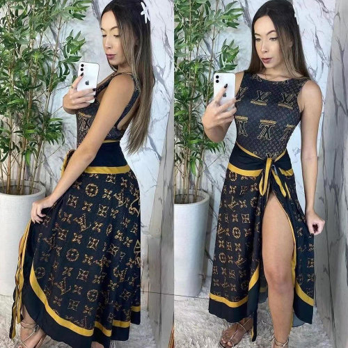 Summer Sexy Sleeveless Tie Swimsuit Beach Skirts Two Piece Set