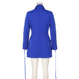 Chic Waist-Tied Mid-Length Suit Jacket