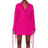 Chic Waist-Tied Mid-Length Suit Jacket