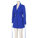 Chic Waist-Tied Mid-Length Suit Jacket