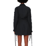 Chic Waist-Tied Mid-Length Suit Jacket
