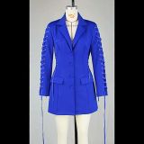 Chic Waist-Tied Mid-Length Suit Jacket