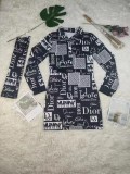 Elegant Branded Clothings Printed Long Sleeve tie Shirt Dresses