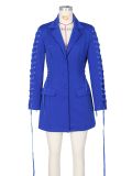Chic Waist-Tied Mid-Length Suit Jacket