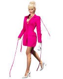 Chic Waist-Tied Mid-Length Suit Jacket