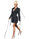 Chic Waist-Tied Mid-Length Suit Jacket