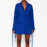 Chic Waist-Tied Mid-Length Suit Jacket