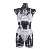 Sensual Lace Temptation with Sheer Eyelash and Floral Strap Lingerie Set