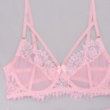 Sensual Lace Temptation with Sheer Eyelash and Floral Strap Lingerie Set