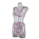 Embroidery Mesh Fabric Lingerie Set