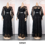 Plus Size African Party Dresses for Women 2023 Fashion Dashiki Ankara Lace Wedding Gowns Elegant Turkey Muslim Maxi Dress