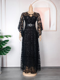 Plus Size African Party Dresses for Women 2023 Fashion Dashiki Ankara Lace Wedding Gowns Elegant Turkey Muslim Maxi Dress