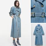 Double-Breasted Belted Denim Coat