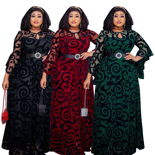 Plus Size African Party Dresses for Women 2023 Fashion Dashiki Ankara Lace Wedding Gowns Elegant Turkey Muslim Maxi Dress