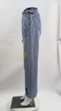 Fashionable  Low Waist Retro Printed Straight Leg Jeans