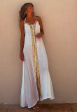 Spring Summer Lace Halter Neck Casual Loose Holidays Swing Dress