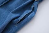 Double-Breasted Belted Denim Coat